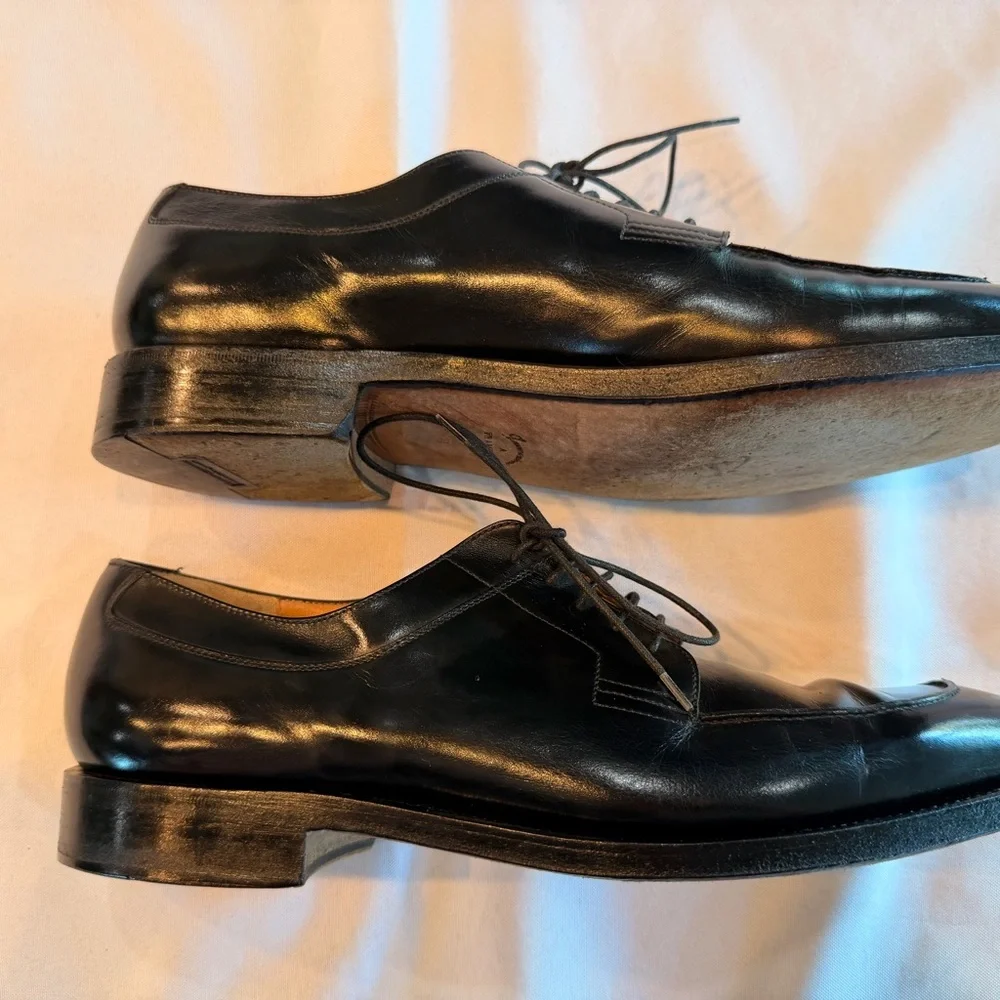 Salvatore Ferragamo Tramezza Black Leather Oxford Shoes Sz 10D